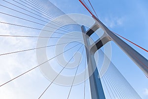 The cable stayed bridge closeup