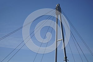 Cable-stayed bridge and cloudless sky
