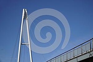 Cable-stayed bridge and cloudless sky