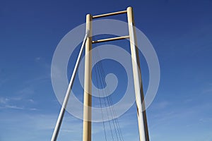 Cable-stayed bridge and cloudless sky