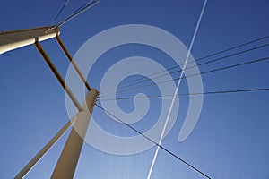 Cable-stayed bridge and cloudless sky