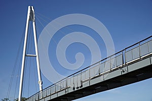 Cable-stayed bridge and cloudless sky