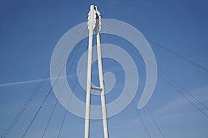 Cable-stayed bridge and cloudless sky