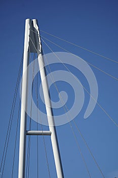 Cable-stayed bridge and cloudless sky