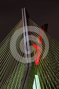 Cable stayed bridge detail in Sao Paulo - Brazil - at night