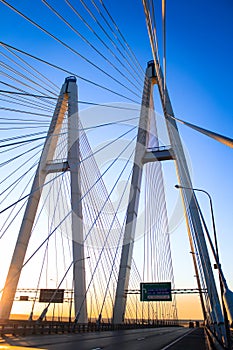 Cable-stayed bridge in the morning