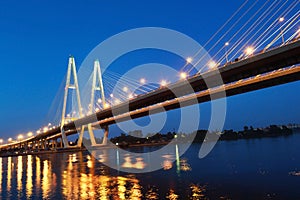 Cable stayed bridge at night