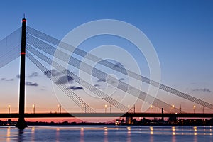 Cable-stayed bridge at night