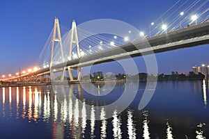 Cable-stayed bridge at night