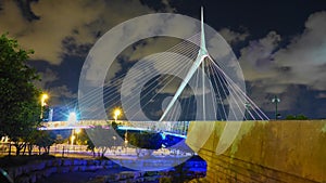 Cable-stayed bridge at night