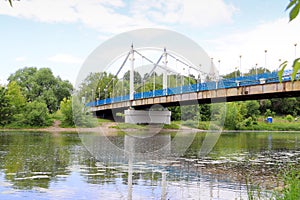 Cable-stayed bridge over the Kotorosl river in Yaroslavl. View f