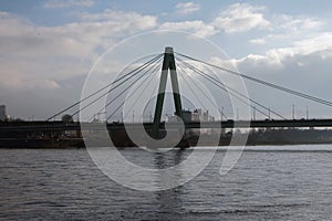 Cable-stayed bridge over Rhine River. Cologne, Germany