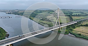 Cable-stayed bridge over the River Suir in Ireland. Waterford 5k