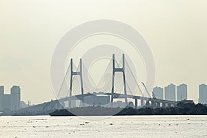 Cable Stayed Bridge On Saigon River, Vietnam. photo