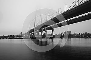 Cable-stayed bridge in Saint Petersburg. Bridge over Neva river in Saint-Petersburg, Russia