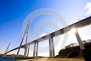 Cable-stayed bridge to Russian Island. Vladivostok. Russia.