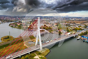 Cable-stayed bridge on the Vistula river in Gdansk. Poland