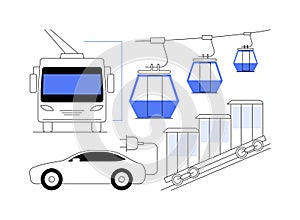 Cable transport abstract concept vector illustration.