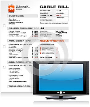 Cable TV Service Bill with Flat Plasma LED LCD TV
