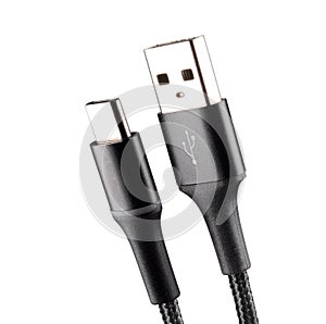 cable usb-c and usb isolated on a white background photo