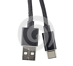 Cable usb-c to usb isolated on white photo