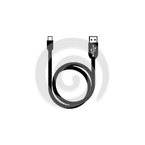 Cable for Usb port, device sharing symbol. Icon for technology. Computer connection sign, media socket.