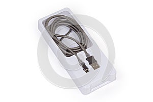 Cable USB to micro-USB in special plastic packaging photo