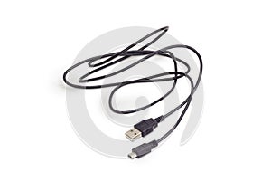 Cable USB to mini-USB on a white background