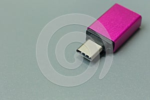 Cable usb type c it connection device close up image.