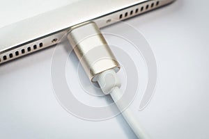 Cable usb type c it connection device close up image.