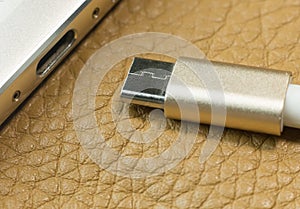 Cable usb type c it connection device close up image. photo