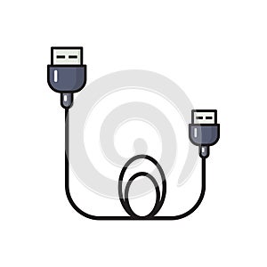 Cable vector flat color icon