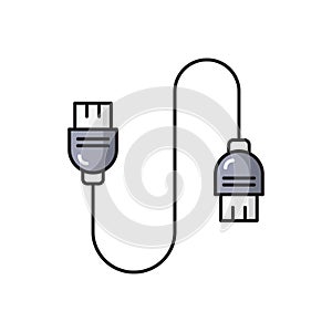 Cable vector flat color icon