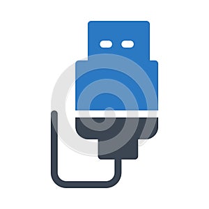 Cable glyph color flat vector icon