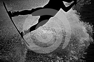 Cable wakeboarder in silhouette