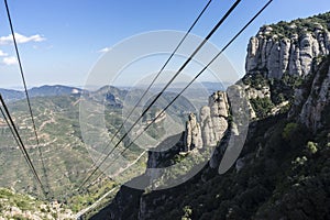 Cable way of the Montserrat Monastery in Barcelona, Catalonia, S