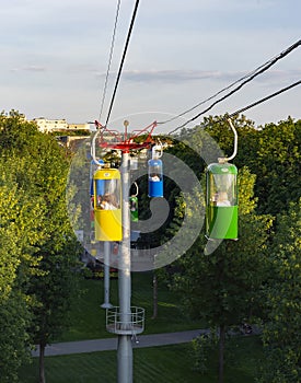 Cable way park sunset Kharkiv