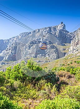 Cable way up to Table Mountain with cable car, Cape Town, South