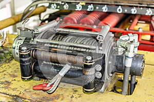 cable winch mounted on a yellow sheet