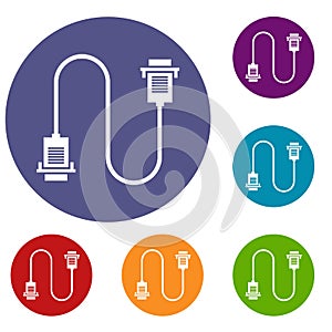 Cable wire computer icons set