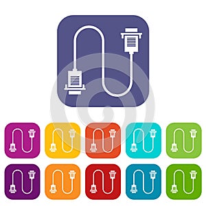 Cable wire computer icons set