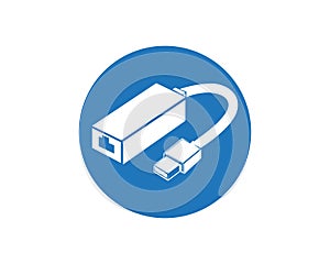 Cable wire computer and plug icons set