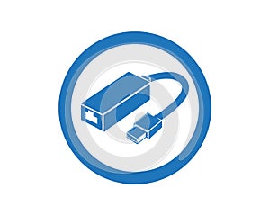 Cable wire computer and plug icons set