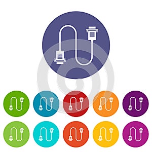 Cable wire computer set icons