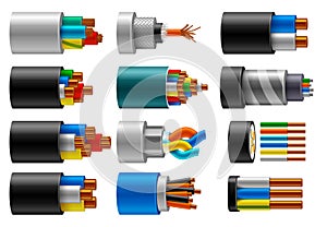 Cable wire, electric, fiber or copper power in cut