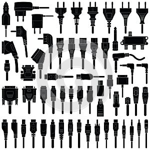 Cable wire and electric plug vector illustration