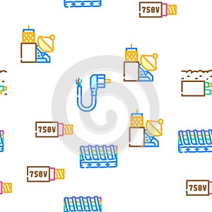 Cable Wire Electrical System Icons Set Vector