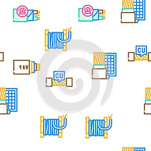 Cable Wire Electrical System Icons Set Vector