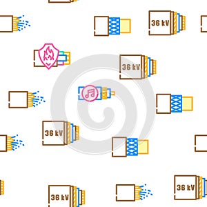 Cable Wire Electrical System Icons Set Vector