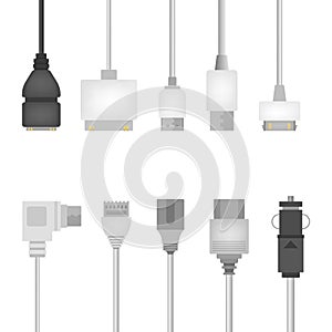 Cable wire set. Collection of audio and video connector.